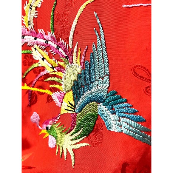 Vtg SILVER LAKE Women’s M Kimono Robe Embroidered Phoenix Dragon Floral Satin - Picture 7 of 9